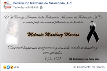 La FMTKD también lamentó su