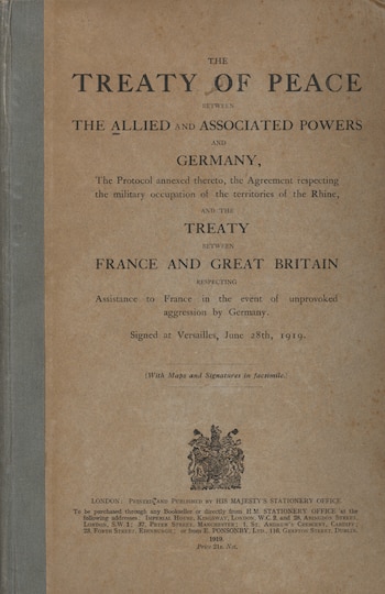 Portada del Tratado de Versalles