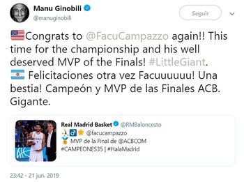 El saludo de Ginóbili para