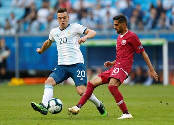 Lo Celso tuvo un buen primer tiempo pero luego fue reemplazado en el segundo tiempo por Marcos Acuña