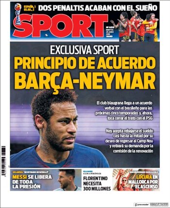 El diario SPORT informó que Neymar ya tiene un acuerdo con el FC Barcelona