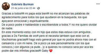 El mensaje de agradecimiento de