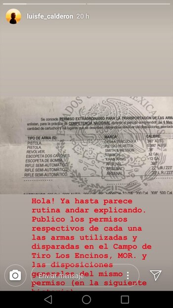 Luis Felipe Calderón disparó armas