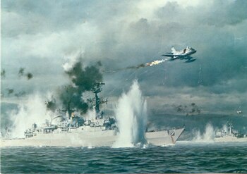 “Bomb Alley”, óleo del pintor