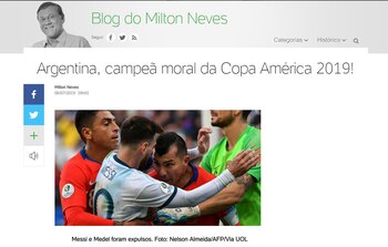 Milton Neves, reconocido periodista brasileño, escribió un editorial bajo el título “Argentina campeona moral”