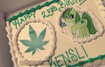 El pastel entregado estuvo decorado con