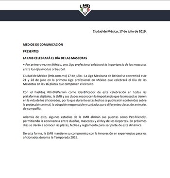 Así informó la liga sobre