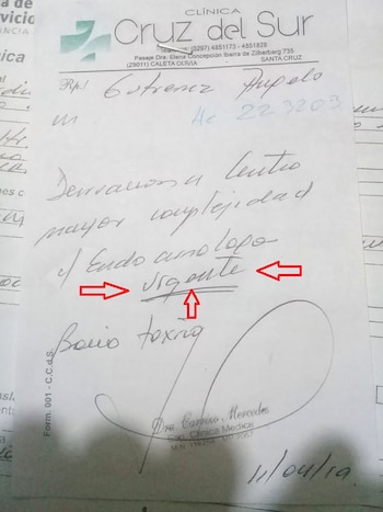 Uno de los certificados médicos