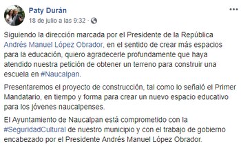 La alcaldesa de Naucalpan, Patricia