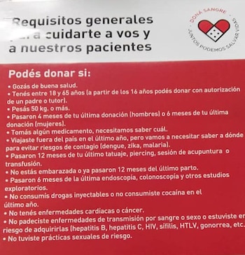 Los requisitos para donar sangre