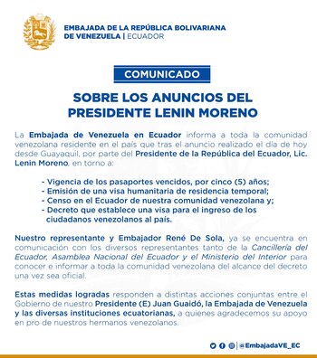 Comunicado de la embajada de