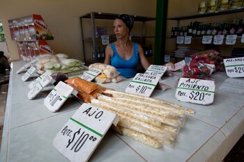 Roxana López vende verduras en