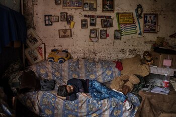 Jeremy, hijo de Baudilia Amaya, en su casa en Nueva Suyapa