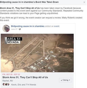 Facebook eliminó el evento convocado