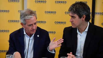 El vicejefe de Gabinete, Andrés Ibarra, y el secretario de Asuntos Políticos, Adrián Pérez (Télam)