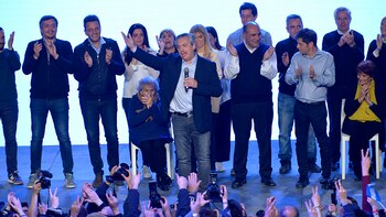 Alberto Fernández durante los festejos