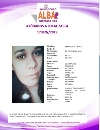 Sara García Chávez desapareció junto