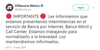 El banco emitió un comunicado