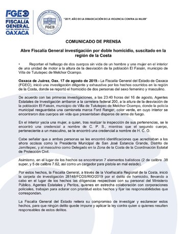 A través de un comunicado,