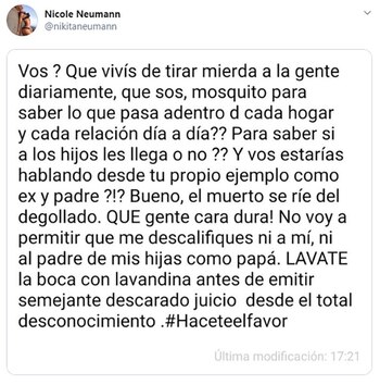 Tuit de Nicole Neumann
