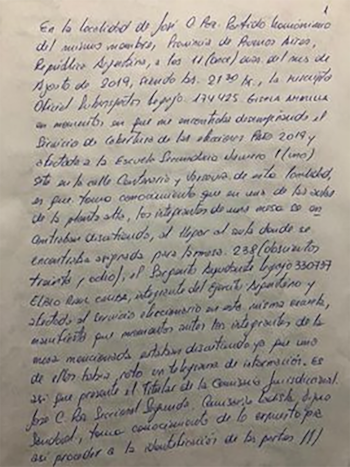 Acta policial labrada a Blaquier (Twitter @MarceRielo)