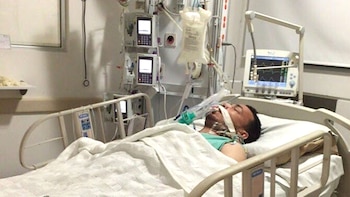 Viera, en el hospital, tras