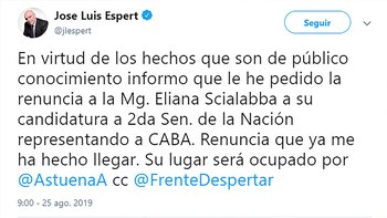 El tuit con el Espert