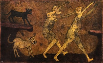 Dos personajes atacados por perros, 1983 (Foto: Museotamayo.org)