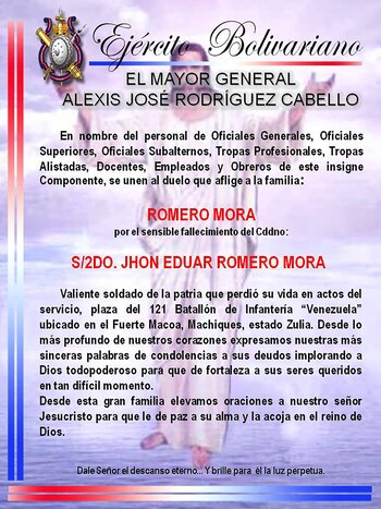 El pésame del Ejército a