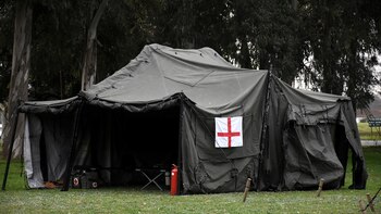 Una de las tiendas-enfermería de