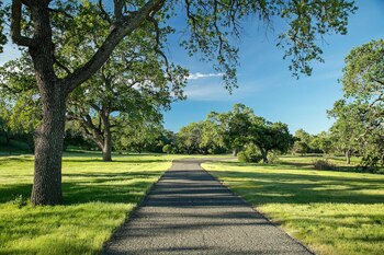 La antigua propiedad de Jackson cuenta con una residencia principal de 3840 metros cuadrados al estilo de Normandía francesa, dos casas de huéspedes, un lago, un cine de 50 asientos, una cancha de tenis, una piscina estilo laguna, un granero, un estudio de baile y una estación de trenes con temática de Disney (Suzanne Perkins)