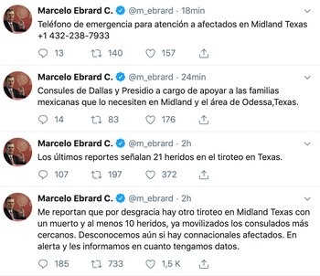 El canciller mexicano puso a dispocisión de los mexicanos los números de emergencias en los consulados para atender cualquier incidente