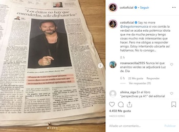 La publicación de Coti contra Diego Torres (Foto: Instagram)