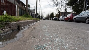 Los restos del vidrio que