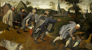 “La parábola de los ciegos” (1568), de Pieter Brueghel el Viejo, en Museo de Capodimonte, Nápoles. Óleo sobre tela: 154 x 86 cm