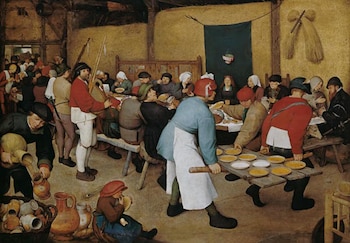“Matrimonio paisano” (1568), de Pieter Brueghel el Viejo, en Museo de Historia del Arte de Viena. Óleo sobre madera: 164 x 114 cm