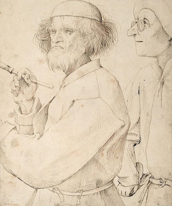 “El pintor y el aficionado” (1565), se cree que es un autorretrato de Pieter Brueghel el Viejo