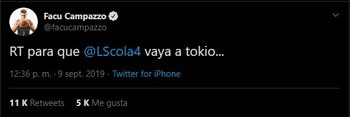 El mensaje de Facundo Campazzo en su cuenta de Twitter