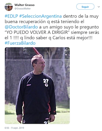 El tuit de Grasso sobre la pregunta de Bilardo por la llegada de Maradona a Gimnasia