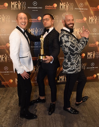 Claudio Cosano, Fabián Medina Flores y Mariano Caprarola de “la jaula de la moda” (Franco Fafasuli)