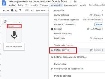 El dictado de voz está