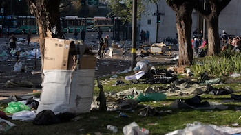 Una postal de cómo quedó el lugar tras la protesta