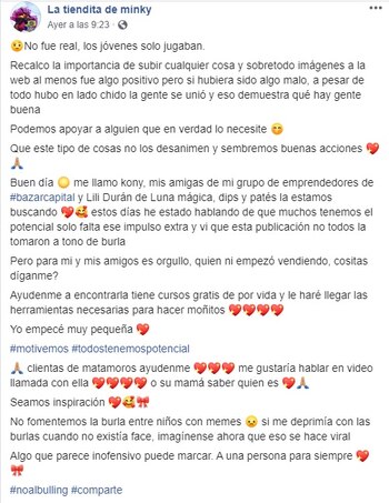 Emprendedores le ofrecieron capacitarla y