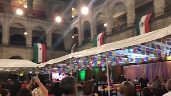 Festejo dentro de Palacio Nacional documentado por la embajadora de Noruega en México (Foto: captura de pantalla)