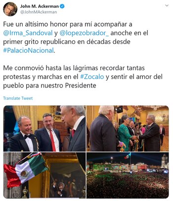 John M. Ackerman fue uno de los invitados a la celebración en Palacio Nacional (Foto: Twitter)