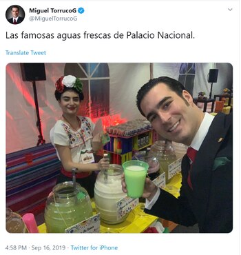 Miguel Torruco, emprendedor e hijo del secretario de Turismo al interior de Palacio Nacional (Foto: Twitter)
