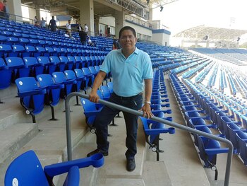 El periodista deportivo Miguel Mendoza,