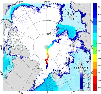 Posible trayectoria del Polarstern correspondiente