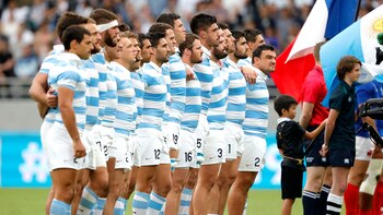 Los Pumas cayeron en la presentación del Mundial (AP Photo/Christophe Ena)
