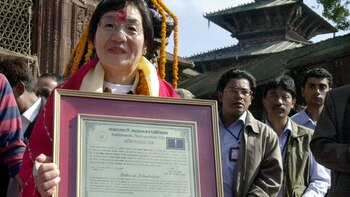 Tabei obtuvo un título de